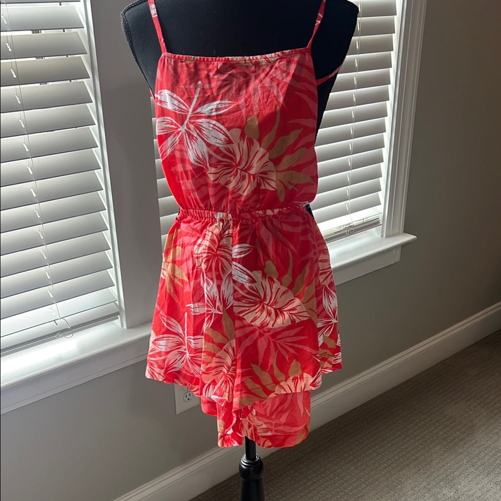 Red Leaf Print Romper